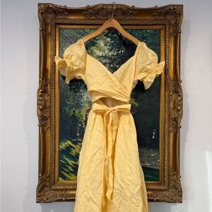 Aulieude Size 12 yellow 100% linen dress